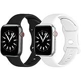 GROGON Kompatibel mit Apple Watch Armband 44mm 42mm,Weichem Silikon Sportarmband für iwatch SE Series 6 3 7 5 4 2 1(42mm44mm,Schwarz/Weiß)