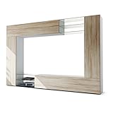 Vladon Wohnwand Anbauwand Mirage, Korpus in Weiß matt/Fronten in Eiche säg