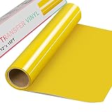 HTVRONT Plotterfolie Textil 30.5cm x4.57m Flexfolie für T-Shirts & Stoffe (Gelb)