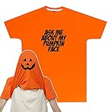 Herren T-Shirt mit Aufschrift 'Ask me About My Pumpkin', für Halloween, Kostüm-Idee für Männer – einfach schnell und einfach zu tragen Gr. L, Orang