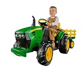 John Deere Ground Force Kinder Elektro Traktor von Peg Perego 12 Volt mit Anhäng