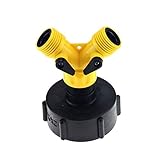 xcbdf Zutreffend 60mm Gewinde Mit 3/4' Gewinde Y Shaped Schnell Valved Stecker IBC-Behälter Adapter Hahnstück Ersatzventil Fitting dauerhaft (Color : Yellow)