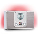 auna Scala VCD-IR - Internetradio Digital-Radio, CD-Player, DAB/DAB+/UKW Radio, 2 x 10 Watt RMS Lautsprecher, LED-Ambient-Backlight in 7 Farben, WLAN, Spotify Connect, weiß