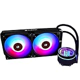 KEDIERS 240 mm AIO RGB CPU-Flüssigkeitskühler, rotierender Infinity Spiegel-Design, RGB-Stecker, 120 mm Kühler, RGB-Lüfter, Motherboard-Synchronisation und intelligente Temperaturregelung