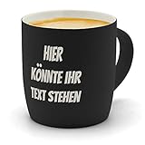 printplanet - Kaffeebecher mit eigenem Text graviert - SoftTouch Tasse mit Wunschtext - Matt-gummierte Oberfläche - Farbe Schw