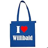 Tasche I Love Willibald Größe 38x42 Farbe Grau Druck Schw