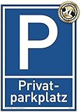 Großes Schild Privat Parkplatz | Alu 30 x 42 cm | stabiles Alu Schild mit UV-Schutz | blau | Privatparkplatz Parken verboten | Dreifke®