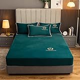 HAIBA Matratzenschoner Mikrofaser Unterbett Matratzenauflage, ultraweiche, warm, kuschelig, superweich,dunkelgrün,90x200cm/2PCS