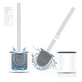 WC-Bürste, Tiefenreinigungs-Silikon-Toilettenbürste, Rutschfester Langer Griff und Flexible Borsten, schnell trocknend, WC-Reinigungsbürsten-Set für Badezimmer(weiß)