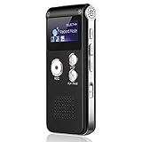 JIEGOO Digitales Diktiergerät mit Sprachaktivierung für Vorträge, Meetings, Interviews, 8 GB Audio-Recorder, tragbares Mini-Klebeband-Diktiergerät mit Wiedergabe, USB, MP3