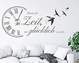 tjapalo® s-pkm473 Wanduhr Wandtattoo Uhr spruch Wohnzimmer Wandsticker Spruch - Nimm dir Zeit um Glücklich zu sein mit Uhrwerk
