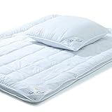 aqua-textil Soft Touch Bettdecke 4 Jahreszeiten 135 x 200 cm Set inkl 1x Kopfkissen 80 x 80 cm Winter Sommer Steppdeck