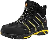 DKMILY DRY Wasserdicht Sicherheitsstiefel S3 SRC WR Sicherheitsschuhe Herren Arbeitsstiefel Stahlkappe Arbeitsschuhe Bauschuhe(Schwarz Gelb,43)