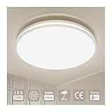 Deckenlampe LED Deckenleuchte Badezimmer Lampe Öuesen 20W 1850LM IP44 Wasserdicht 4000K Neutralweiß Modern Leuchte Runde Lampe Decke für Bad Küche Esszimmer Balkon Schlafzimmer Flur Keller W