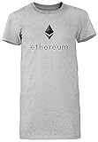 Ethereum Crypto T-Shirt Damen Langes Kleid Kurzarm Grau Women Long Dress Grey Tee L