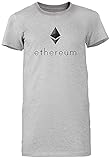 Ethereum Crypto T-Shirt Damen Langes Kleid Kurzarm Grau Women Long Dress Grey Tee L