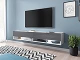 MKS Meble RTV Kommode, lang, 180 cm, grau, für Wohnzimmer, Tageszimmer, Schichtstoffplatte, Lowb