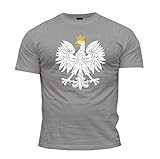 Quaint Point Polska Polen Herren Kurzarm T-Shirt KP6Z (Grau, L)