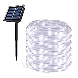 Pillowcase 300led Solar Lichterketten im Freien, wasserdicht 104FT Rohr Kupferdraht Rohr Funkelnde Solar für Garten Yard Home Hochzeit Weihnachtsbeleuchtung Dekorationen (Weiß)