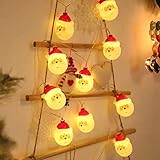 CHANG Weihnachten Lichterkette LED Santa Claus für außen und innen,Warmweiß Lichterketten Wasserdicht Dekorative Lichter für Balkon, Weihnachtsbaum usw,2M 10LED,BatterieBetriebenB (NOT INCLUDED）