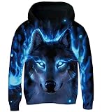 AIDEAONE Jungen Mädchen Kinder 3D gedruckt Holz Grafik Fleece Sweatshirts Pullover Hoodies mit Tasche Weiß 11-14 J