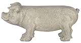 Esschert Design Gartenbank „Schwein“, 77 x 24 x 37 cm, aus Stein, Sitzbank, Gartenhocker im Schweine-Motiv mit stabilem Stand, belastbar bis 100 kg