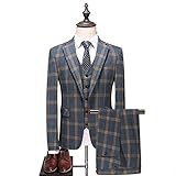 SSMDYLYM Anzug Set Blazer Weste Hosen Britische Style Slim Zweireiher Hochzeitskleid Jacke Hose WAISTCOAT Männer (Color : Gray, Size : L code)