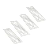 sossai® Aluminium Lüftungsgitter - Alucratis (4 Stück) | Rechteckig - Maße: 24,5 x 6 cm | Farbe: Weiss | Pulverb