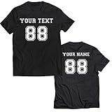 lepni.me Männer T-Shirt Erstellen Sie Ihr Eigenes Individuelles Hemd Fügen Sie Ihren Namen Hinzu Text Teamnummer (Small Schwarz Mehrfarben)
