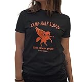 Camp Half-Blood Percy Jackson Inspired PJO Heroes of Olympus Orange Damen Schwarz T-Shirt Size XXL