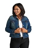 Zizzi Damen Große Größen Denim Jacke mit Knöpfen und Kragen, blau, M (46/48)