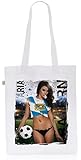 style3 Bayern Soccer Girl Fussball München Oktoberfest Biobaumwolle Beutel Jutebeutel Tasche Tote Bag, Farbe:Weiß
