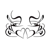 WINOMO 2 STÜCKE Kaffeetasse Wandtattoos Removable DIY Vinyl Herz Wandaufkleber für Küche Wohnzimmer Cafés Restaurant Wand-dekor-Schw