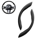 Auto Anti-Rutsch-Plüsch-Lenkradabdeckung, Radabdeckung mit zweiteiligem Kohlefaser-Muster, Paar 38 cm 15'Lenkradabdeckung, Auto-Auto-Lenkradabdeckung Universal (Schwarz, Anti-Rutsch)