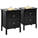 Yaheetech 2er Set Nachttische Nachtschrank Kommode, mit 2 Schubladen, Beistelltisch, Sofatisch, 61 cm hoch, schw