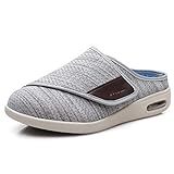 BBHH Breathable Diabetic Shoes for Men, Wide Width Sandals for Women Large Size Plus Fertilizer, Velcro Shoes for Swollen Feet Fathers Day-Light Grey_44