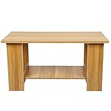 Wohnzimmer Couchtisch Couchtisch 2 Holzregale Wohnzimmertisch Niedriger Sideboard Beistelltisch Moderner Aufbewahrungsschrank für Wohnzimmer Küche Schlafzimmer (Nussbaum hell)