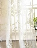 Lactraum Vorhang Wohnzimmer mit Ösen Weiß Tranparent Bestickt Vintage Klassische Voile (Dichte) 145 x 245