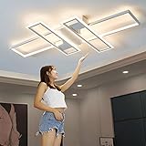 LED Deckenleuchte Wohnzimmer Licht Pendelleuchte Dimmbar Kreativ Aluminium Acryl Design Lampe Decke Fixture Beleuchtung Wohnzimmerlampe Schlafzimmer Licht Büro Deckenlampe (Weiß, 100cm)