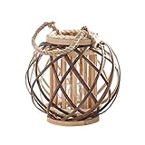 KXLB Kxlbhjxb. Wohnzimmer Teelichthalter Hängen Winddicht Handwerk Festival Wohnkultur Runde Hochzeit Vintage Holz Wicker Laterne Kerzenständer (Color : L)