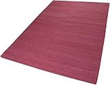 ESPRIT Rainbow Kelim Moderner Markenteppich, Baumwolle, Dunkelrosé, 230 x 160 x 0.5