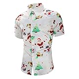 Herren Christmas T-Shirt Xma Weihnachts Kurzarm Hemden Hawaiihemd Herren Bluse Kurzarm Tops Tunika Urlaub Freizeit Reise Hemden Weihnachten Christmas Designs Shirt Top B