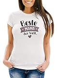 MoonWorks® Damen T-Shirt Geschenk Mama Aufdruck Spruch Beste Mama der Welt Danke Sagen Beste Mama Flieder weiß S