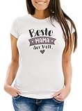 MoonWorks® Damen T-Shirt Geschenk Mama Aufdruck Spruch Beste Mama der Welt Danke Sagen Beste Mama Flieder weiß S