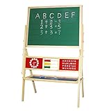 Idena 23905 - Magnet-Standtafel mit Ablage, 2 seitig mit Kreidetafel und Whiteboard, ca. 76 x 38 x 118 cm groß, zum Malen, Schreiben und R