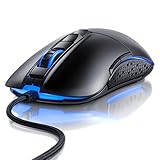 Titanwolf - Gaming Maus für Rechts- und Linkshänder - Mouse Flawless Pixart 3310 Sensor - 5 DPI-Stufen - 5 Benutzerprofile - 9 programmierbare Tasten - RGB Illumination - 50-5000 DPI