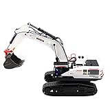 BOUN 4-in-1 HUI NA RC Bagger, 1/14 2.4GHz 22-Kanal Ferngesteuert Metall Vollfunktions RC Excavator Bagger Spielzeug Engineering Crusher Baufahrzeug M