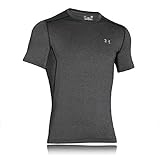 Under Armour UA RAID Short Sleeve, atmungsaktives Sportshirt, kurzärmliges und schnelltrocknendes Trainingsshirt mit enganliegender Passform Herren, Carbon Heather / Carbon Heather / Steel , M