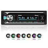 Autoradio Bluetooth, GOKOCO 7 Farben Licht Einstellbar Autoradio mit Bluetooth Freisprecheinrichtung, Unterstützt USB-Aufladung /AUX/TF/FM MP3 Play