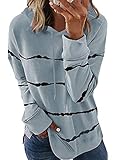 SMENG Oversize Pullover Damen Gestreiftes Kapuze Sweatshirt Oberteile Dünne Langarm Kapuzenpullover Mit Kordelzug Mode Hoody Tunika-Tops XXL